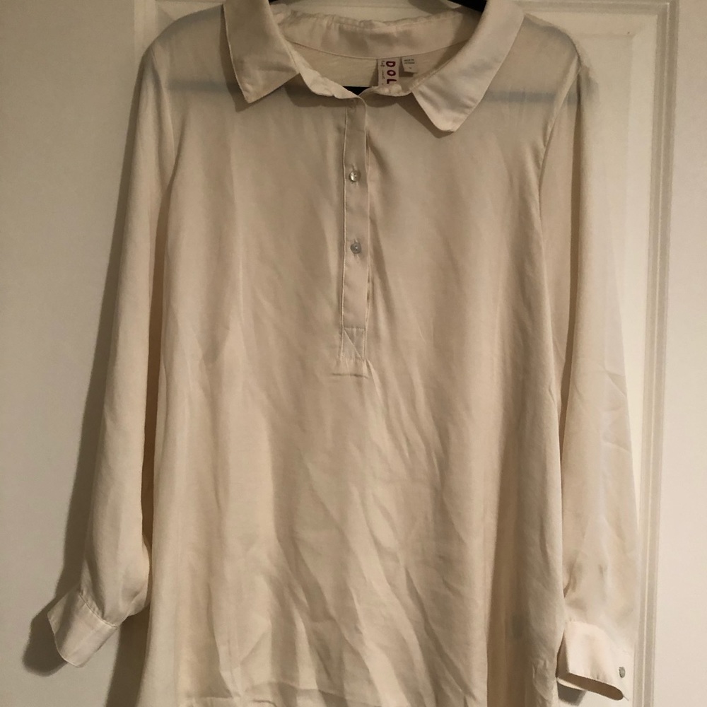 NWT Dolan for Anthro cream hi/low popover tunic 1X